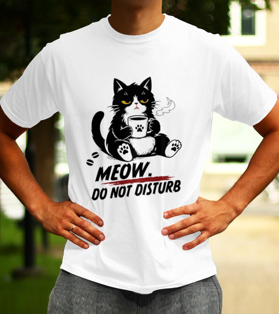 Meow Do Not Disturb Grumpy Cat Coffee Paw Stamp Vapor T-Shirt
