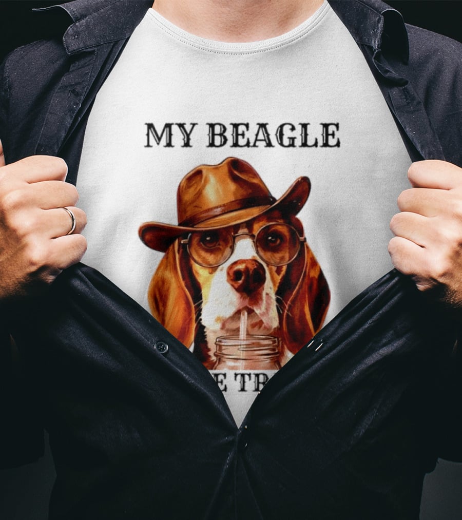 My Beagle Has Me Trained Cowboy Beagle With Hat And Glasses T-Shirt