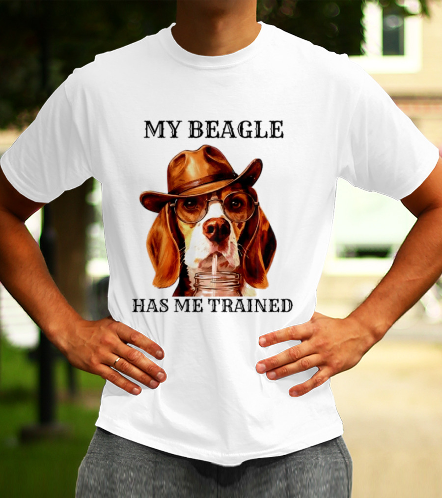 My Beagle Has Me Trained Cowboy Beagle With Hat And Glasses T-Shirt