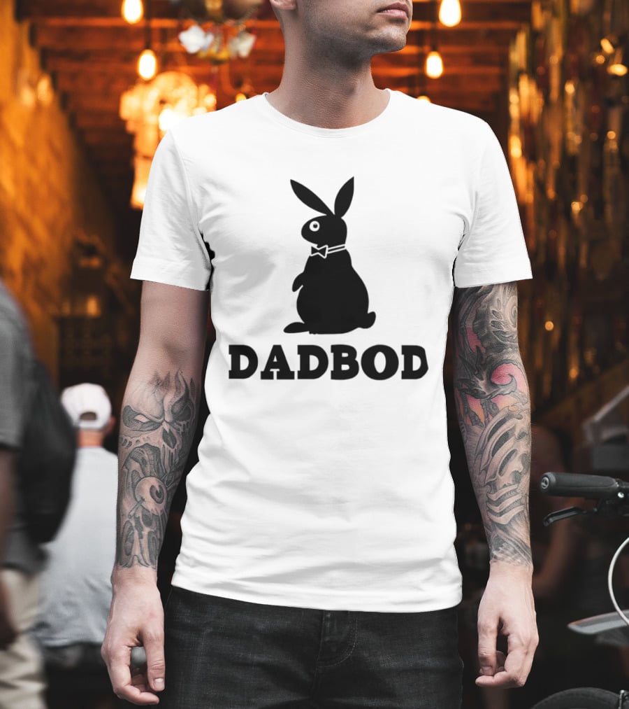Dadbod Bunny Rabbit Dad Bod Fatherhood Humor Bow Tie T-Shirt