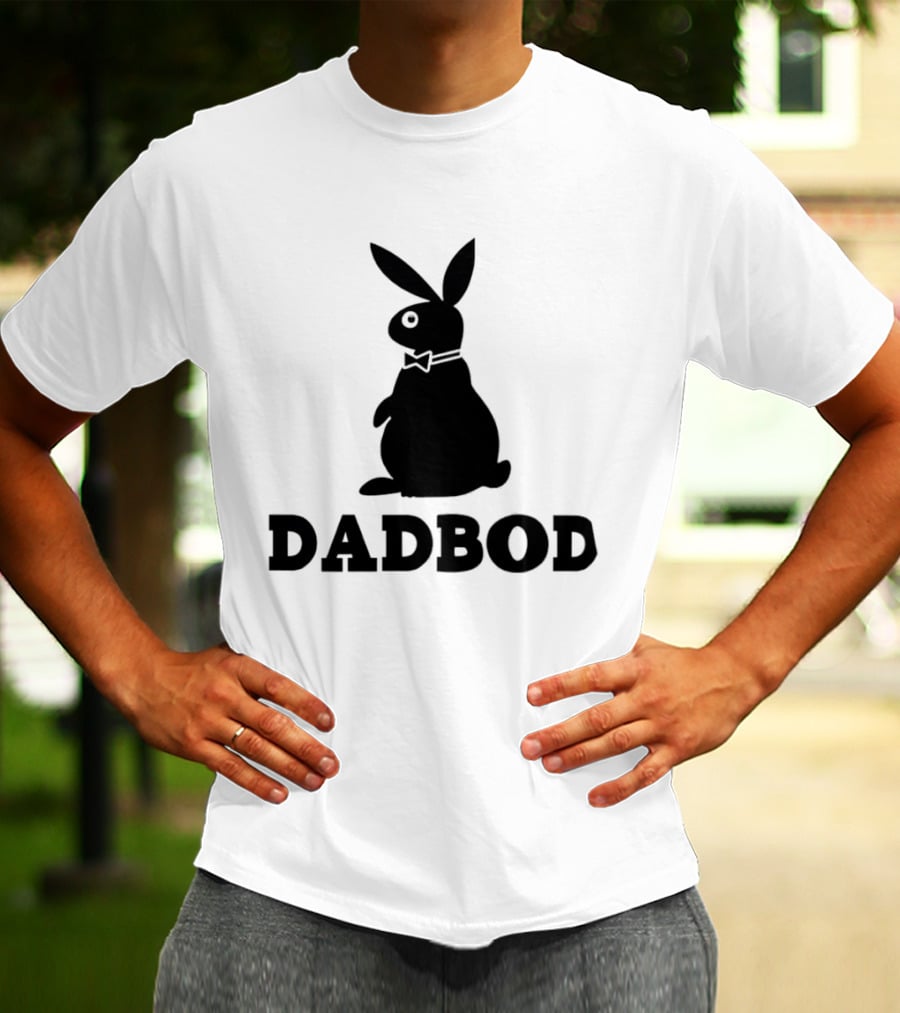 Dadbod Bunny Rabbit Dad Bod Fatherhood Humor Bow Tie T-Shirt