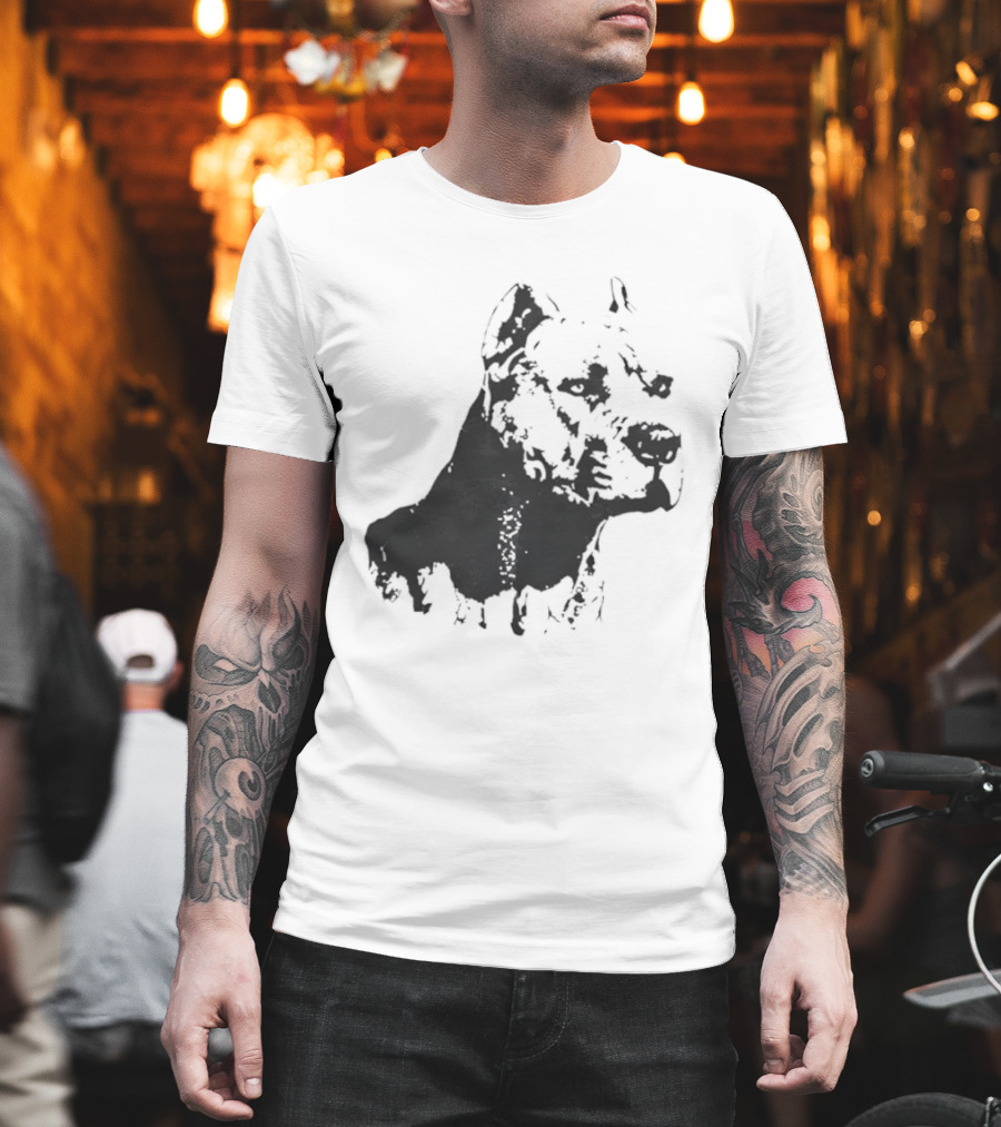 Distressed Pit Bull Dog Face Art For Dog Lovers T-Shirt