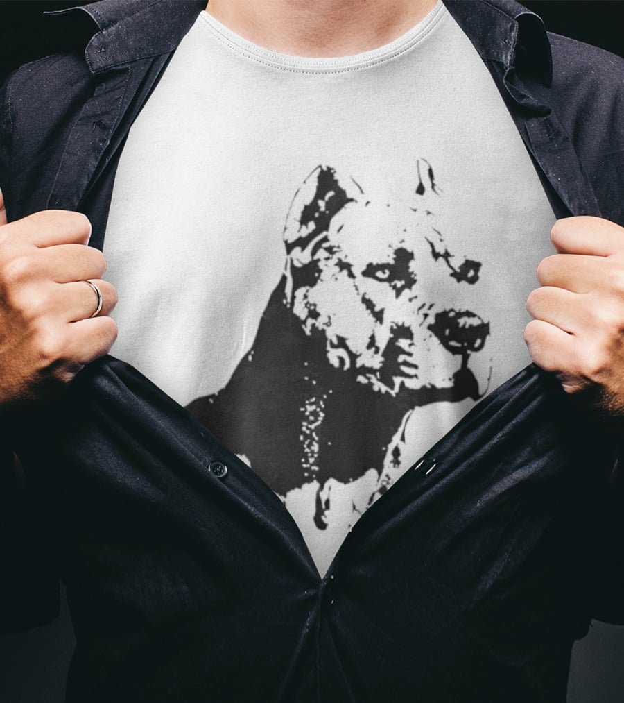 Distressed Pit Bull Dog Face Art For Dog Lovers T-Shirt