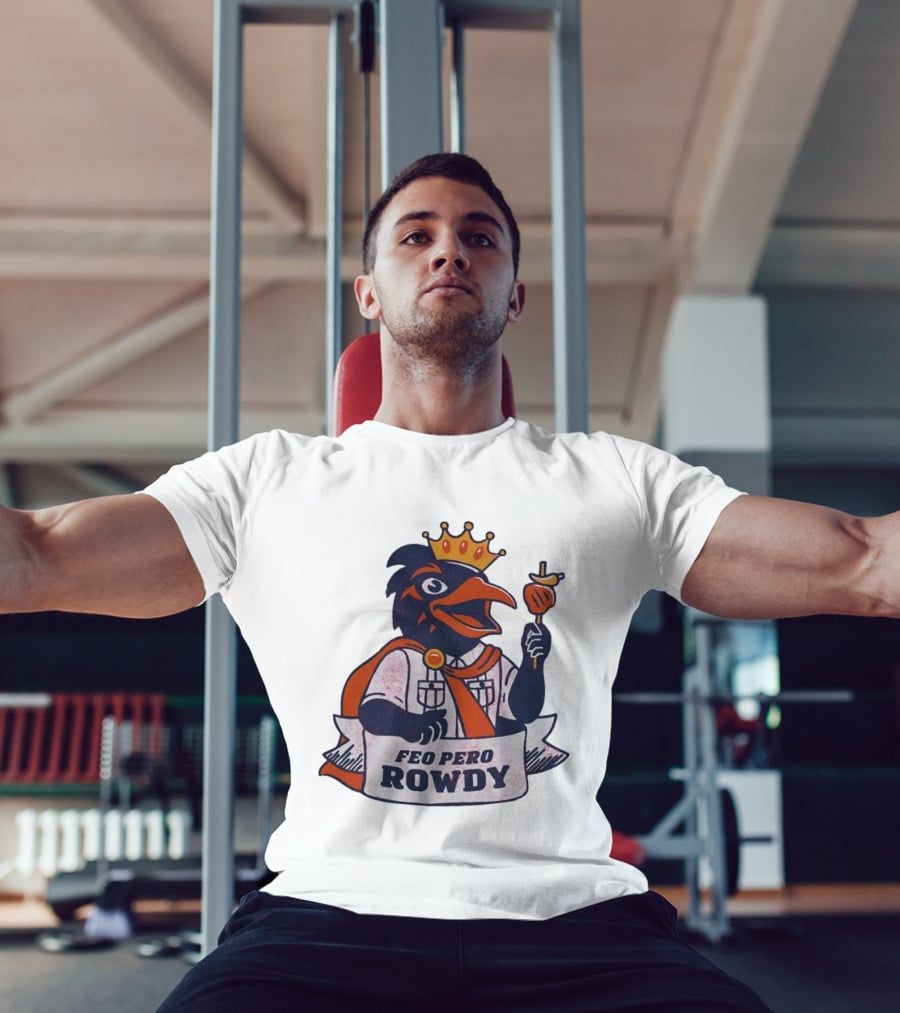 Feo Pero Rowdy Distressed Crow King Feopero With Skewer And Crown T-Shirt