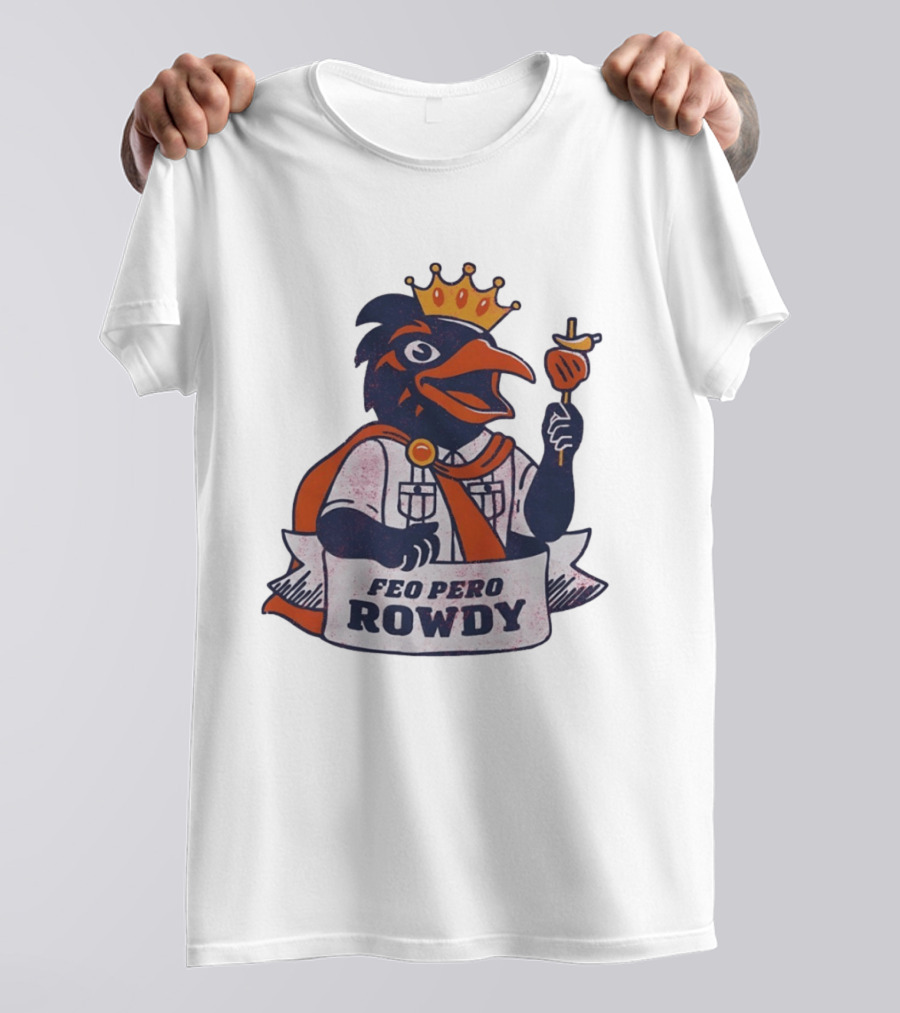 Feo Pero Rowdy Distressed Crow King Feopero With Skewer And Crown T-Shirt