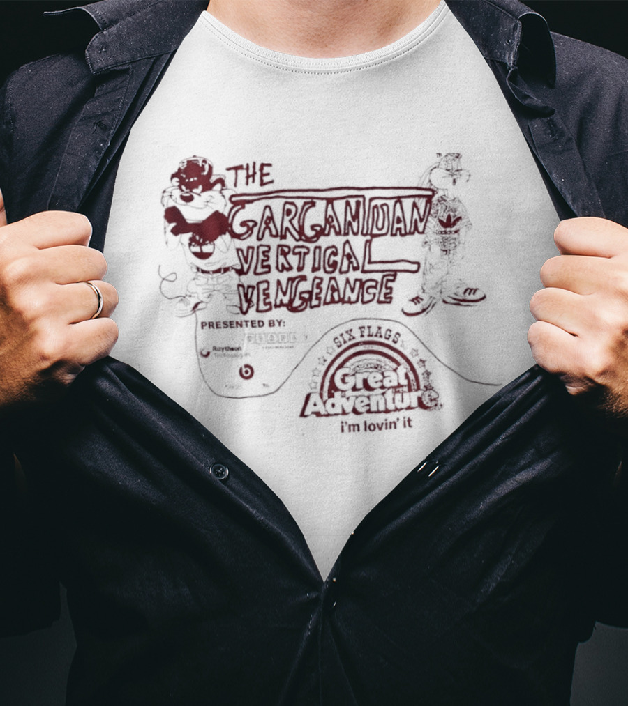 The Gargantuan Vertical Vengeance Presented By Intamin Welcome To Six Flags Great Adventure T-Shirt