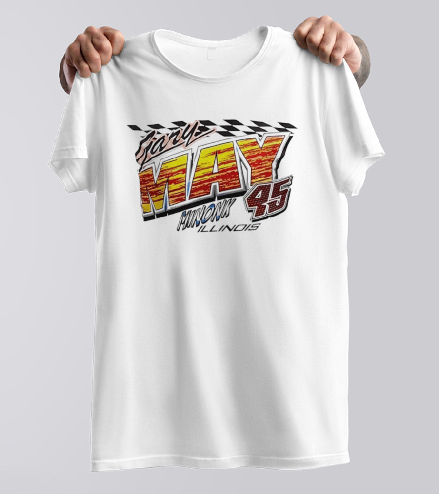 Gary May 45 Minonk Illinois Racing Motorsports Checkerboard T-Shirt