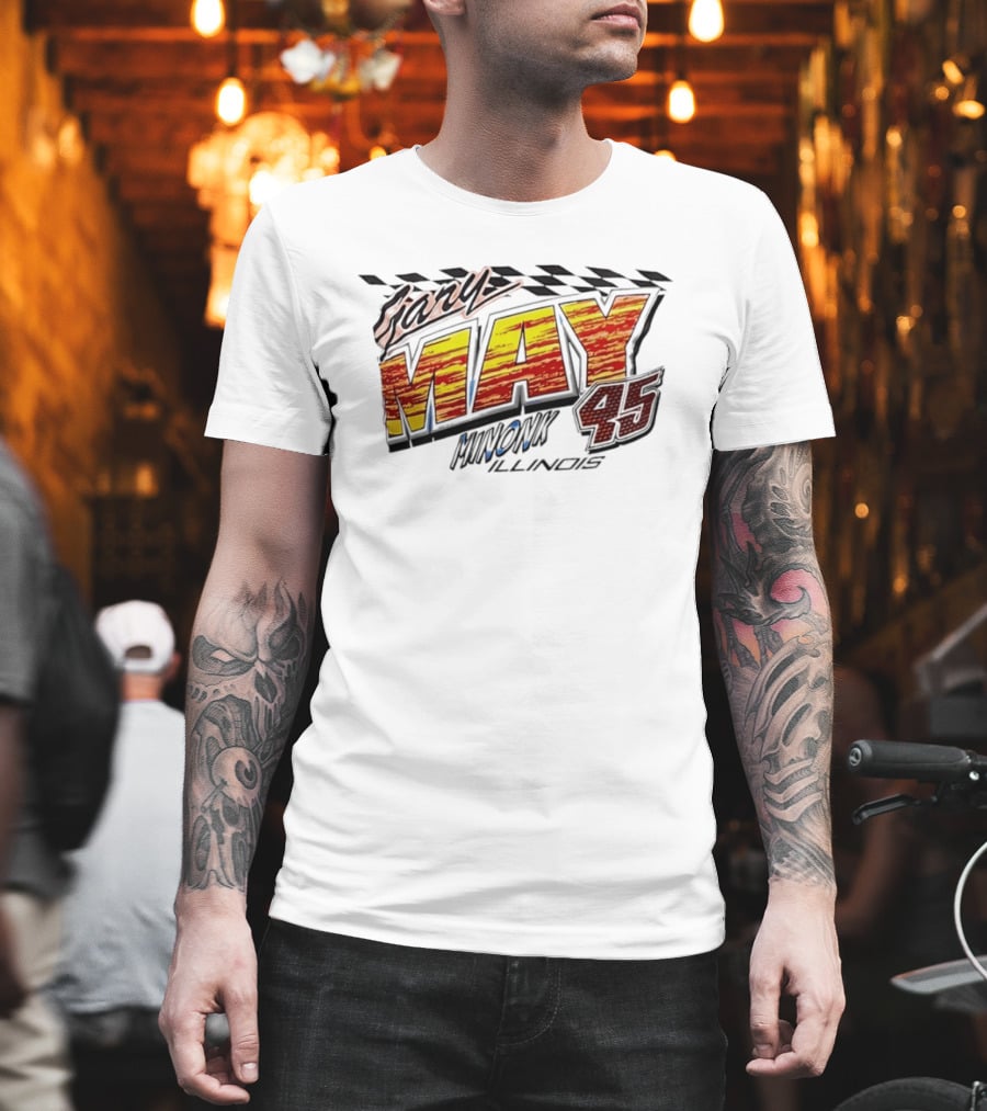 Gary May 45 Minonk Illinois Racing Motorsports Checkerboard T-Shirt