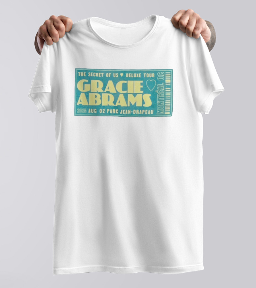 Gracie Abrams The Secret Of Us Deluxe Tour Montreal QC August 02 Parc Jean Drapeau 2025 T-Shirt
