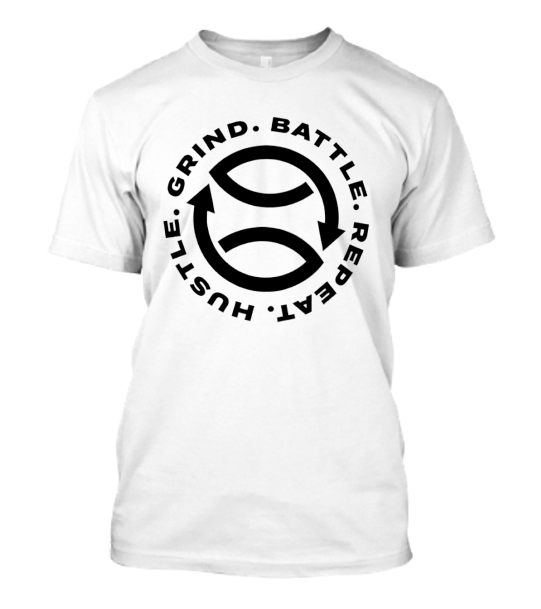Grind Battle Hustle Repeat Motivational Cycle Arrows T-Shirt
