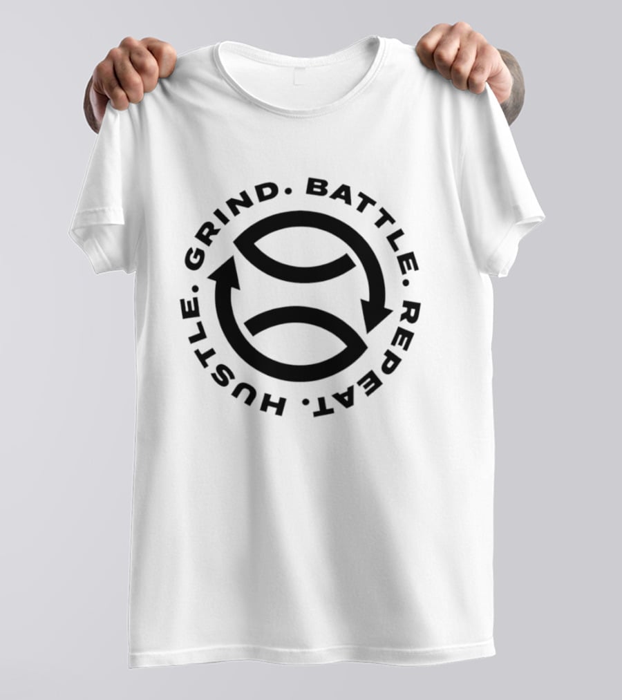Grind Battle Hustle Repeat Motivational Cycle Arrows T-Shirt