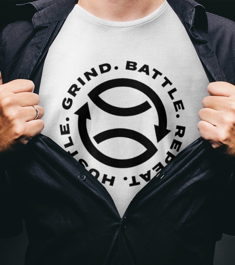 Grind Battle Hustle Repeat Motivational Cycle Arrows T-Shirt