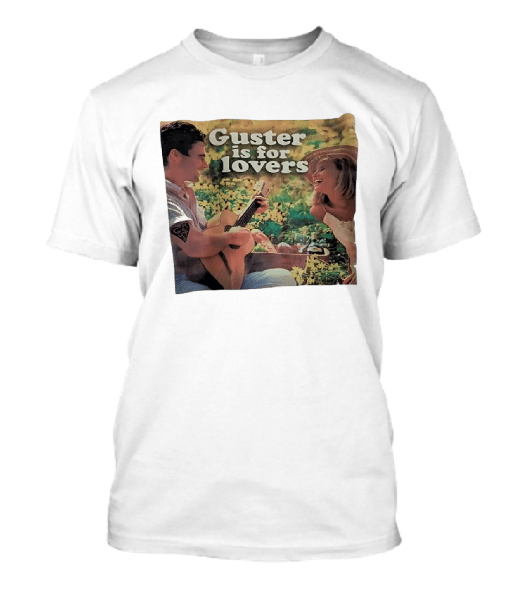 Guster Is For Lovers Romantic Picnic Scene With Guitar And Smiling Couple T-Shirt