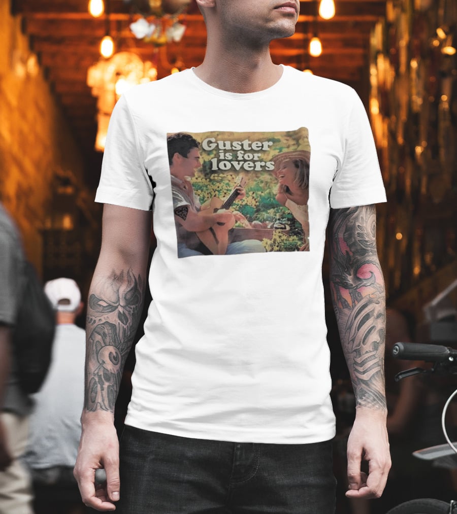 Guster Is For Lovers Romantic Picnic Scene With Guitar And Smiling Couple T-Shirt
