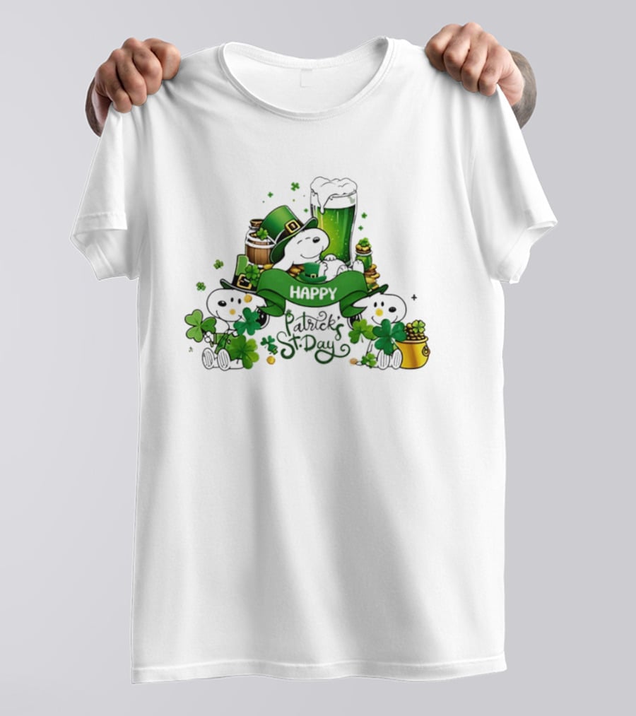 Snoopy St Patrick's Day Peanuts Shamrock Happy T-Shirt