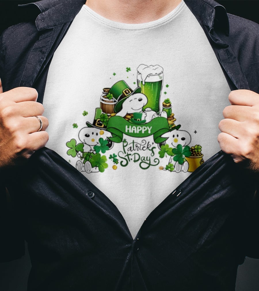 Snoopy St Patrick's Day Peanuts Shamrock Happy T-Shirt