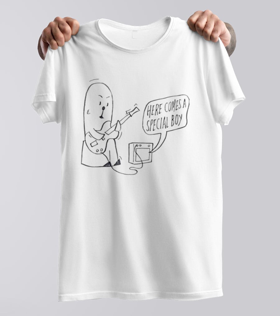Special Boy Cartoon With Guitar And Amp Here Comes A Special Boy T-Shirt