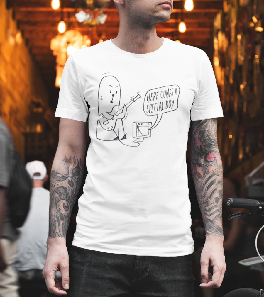 Special Boy Cartoon With Guitar And Amp Here Comes A Special Boy T-Shirt