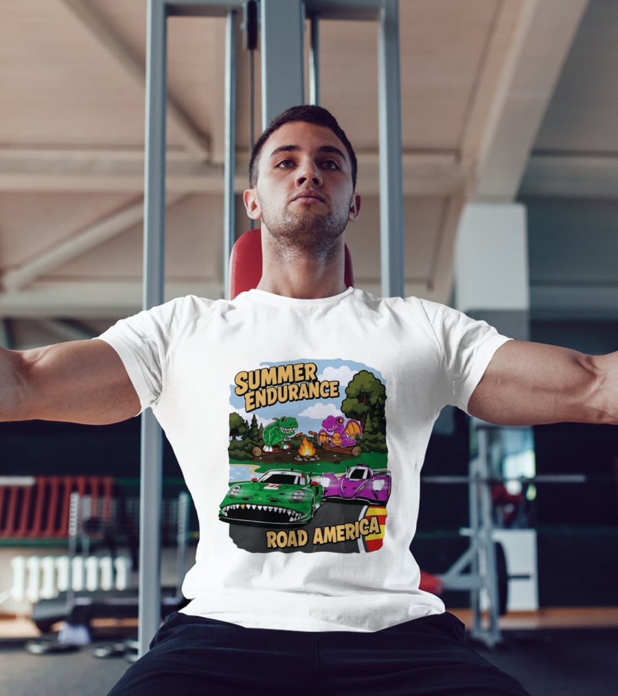 Summer Endurance Road America Racing With Dinosaurs And Dragons T-Shirt