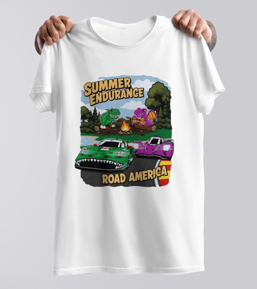 Summer Endurance Road America Racing With Dinosaurs And Dragons T-Shirt