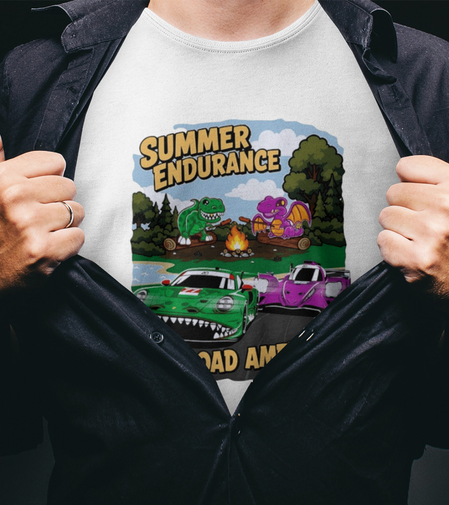 Summer Endurance Road America Racing With Dinosaurs And Dragons T-Shirt