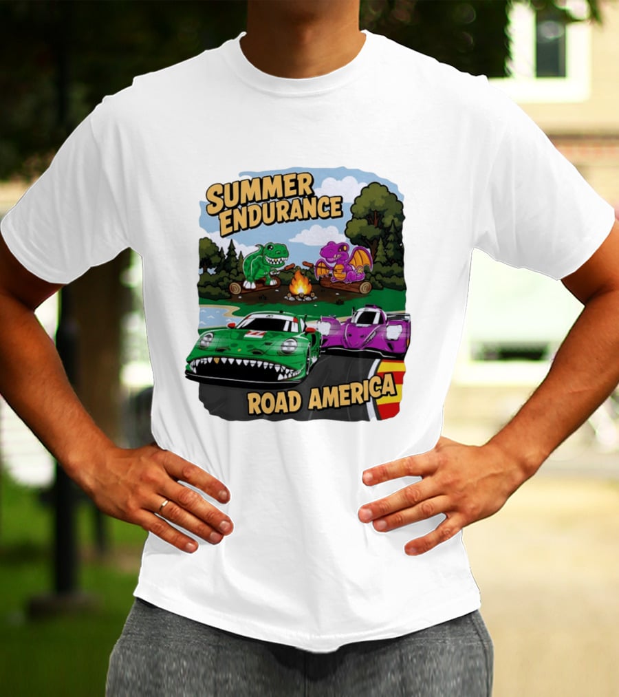 Summer Endurance Road America Racing With Dinosaurs And Dragons T-Shirt