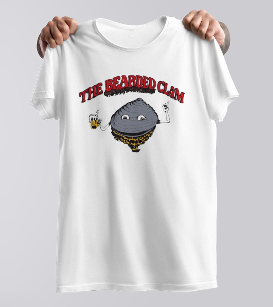 The Bearded Clam Cartoon Drinking Beer T-Shirt