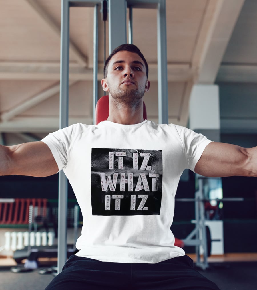 It Iz What It Iz Rhinestone Sparkly Slang Black T-Shirt