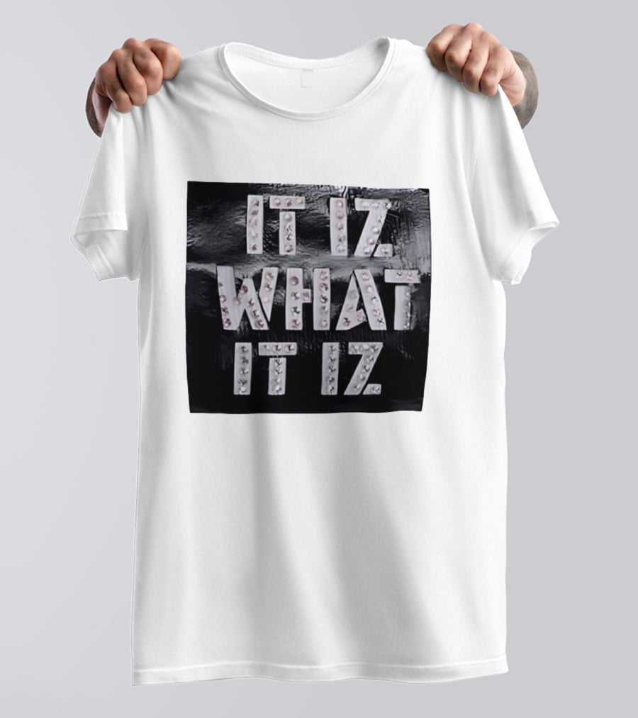 It Iz What It Iz Rhinestone Sparkly Slang Black T-Shirt