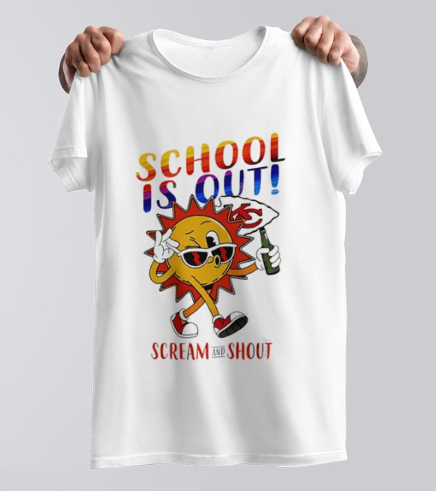 Kansas City Chiefs Sun Character School Is Out Scream And Shout T-Shirt