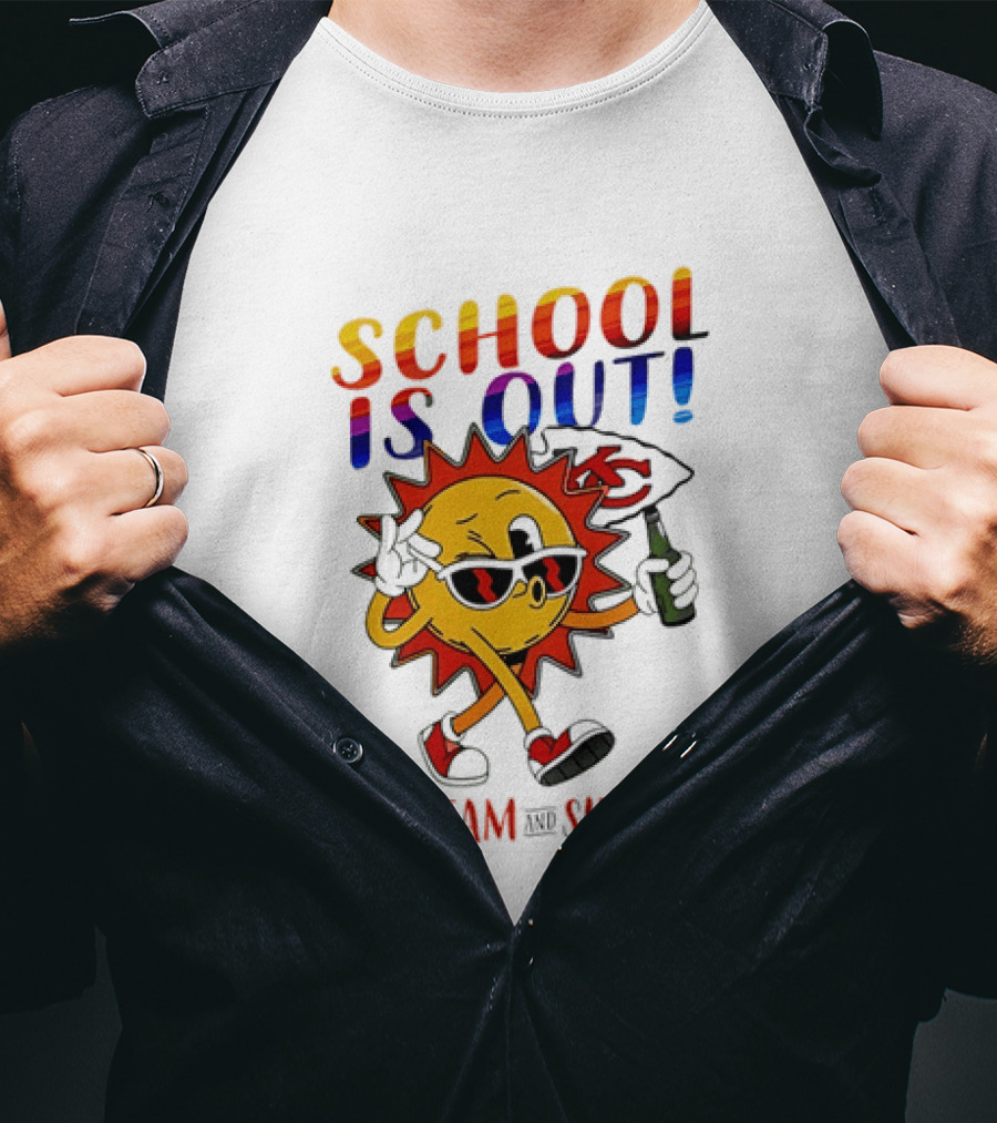 Kansas City Chiefs Sun Character School Is Out Scream And Shout T-Shirt