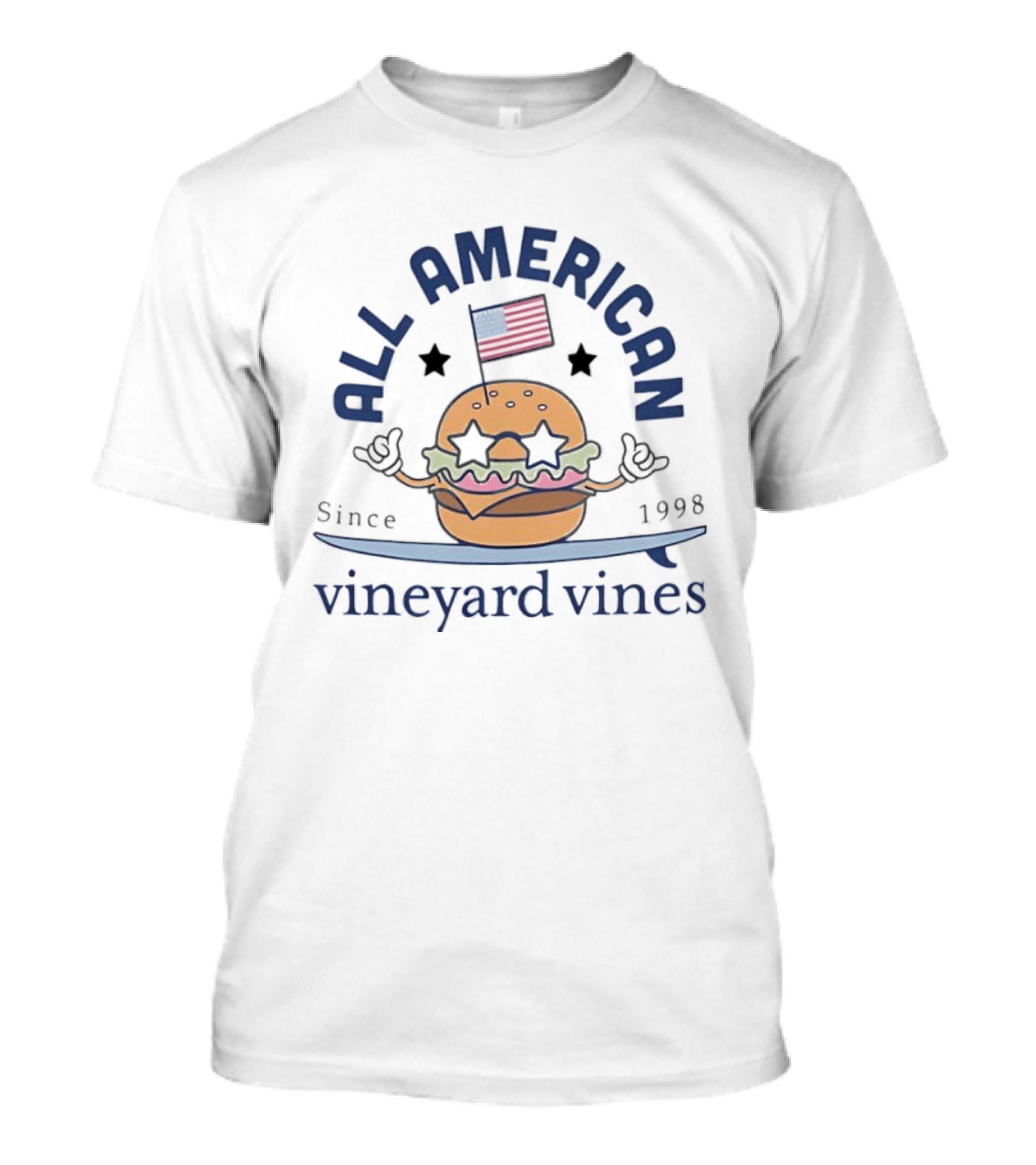 All American Burger Vineyard Vines Since 1998 Flag Stars T-Shirt
