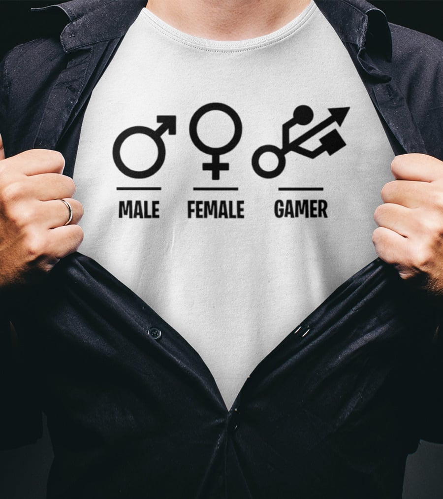 Male Female Gamer USB T-Shirt