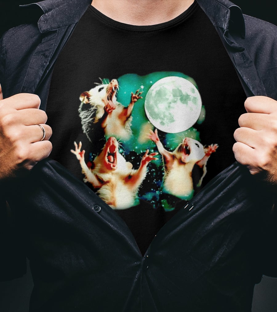 Screaming Opossums Howling At The Moon Opossum Moonlight Night Sky T-Shirt