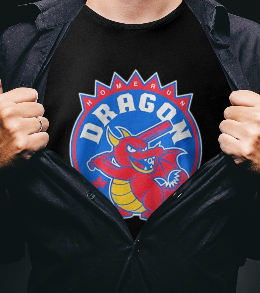 Homerun Dragon Toronto Blue Jays Batter With Red Bat And Maple Leaf T-Shirt