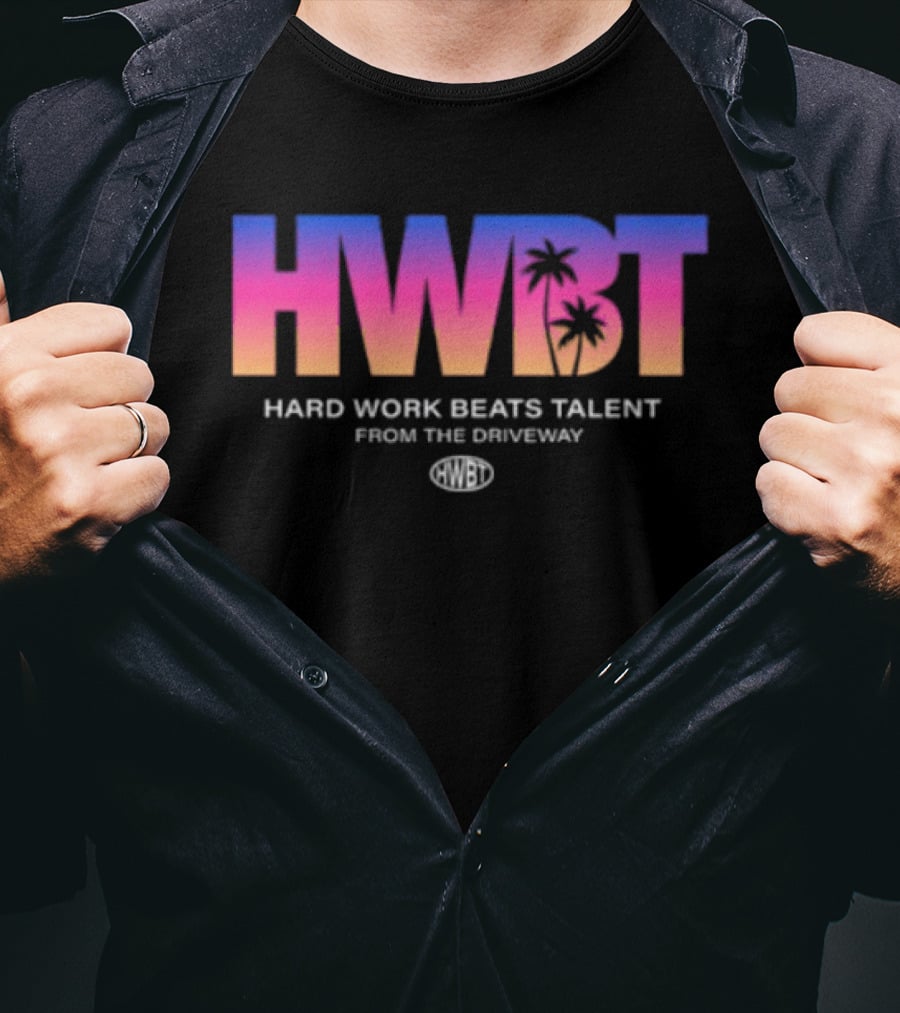 Hwbt Store Miami Sunset Hard Work Beats Talent Oversized T-Shirt