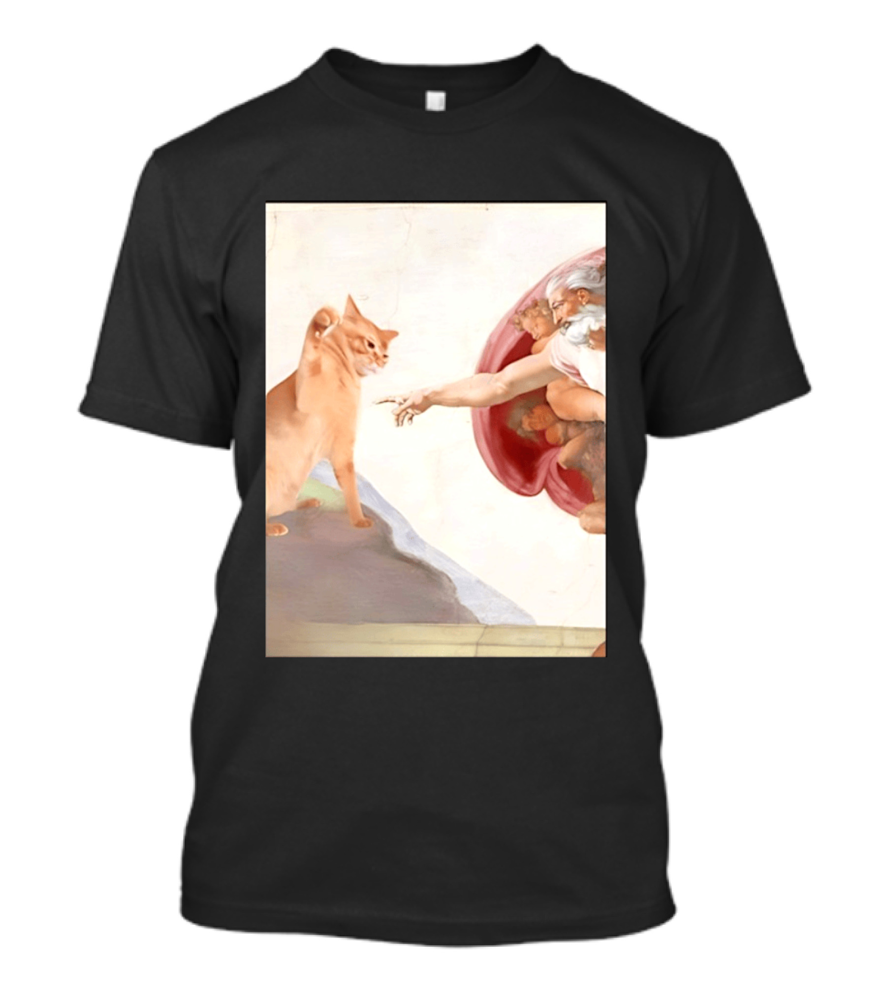The Creation Of Adam With A Cat By Michelangelo T-Shirt