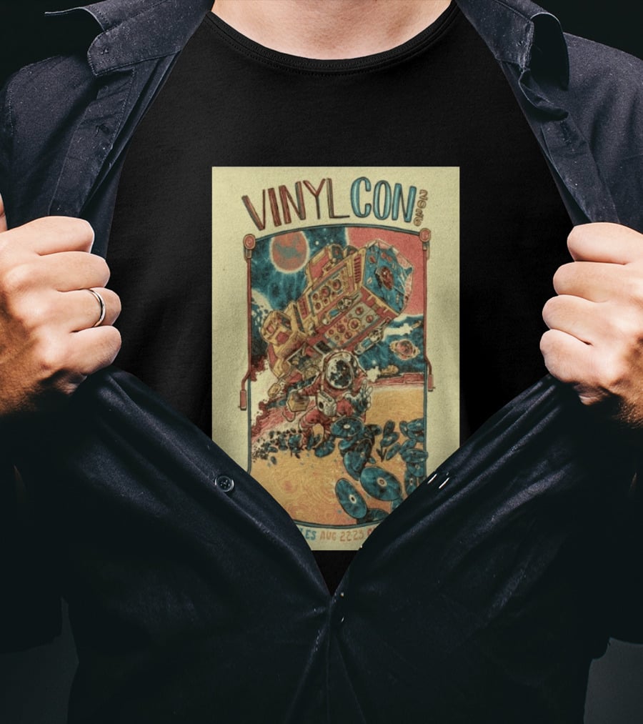 VinylCon Los Angeles August 22 23 2026 California Festival Space Astronaut Turntable T-Shirt