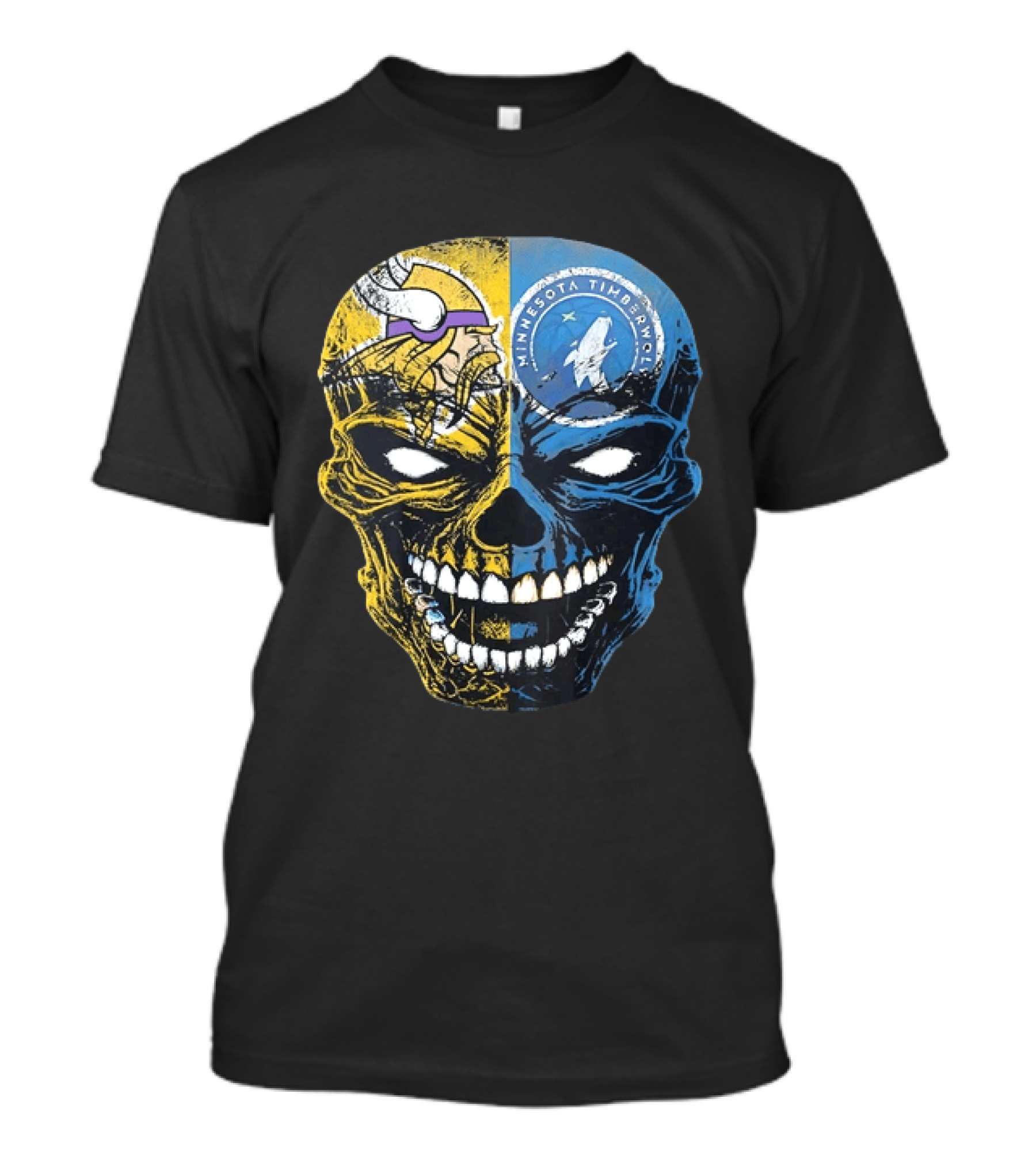 Minnesota Vikings Timberwolves Skull Mashup T-Shirt