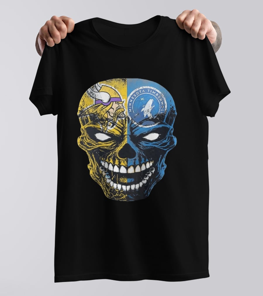 Minnesota Vikings Timberwolves Skull Mashup T-Shirt