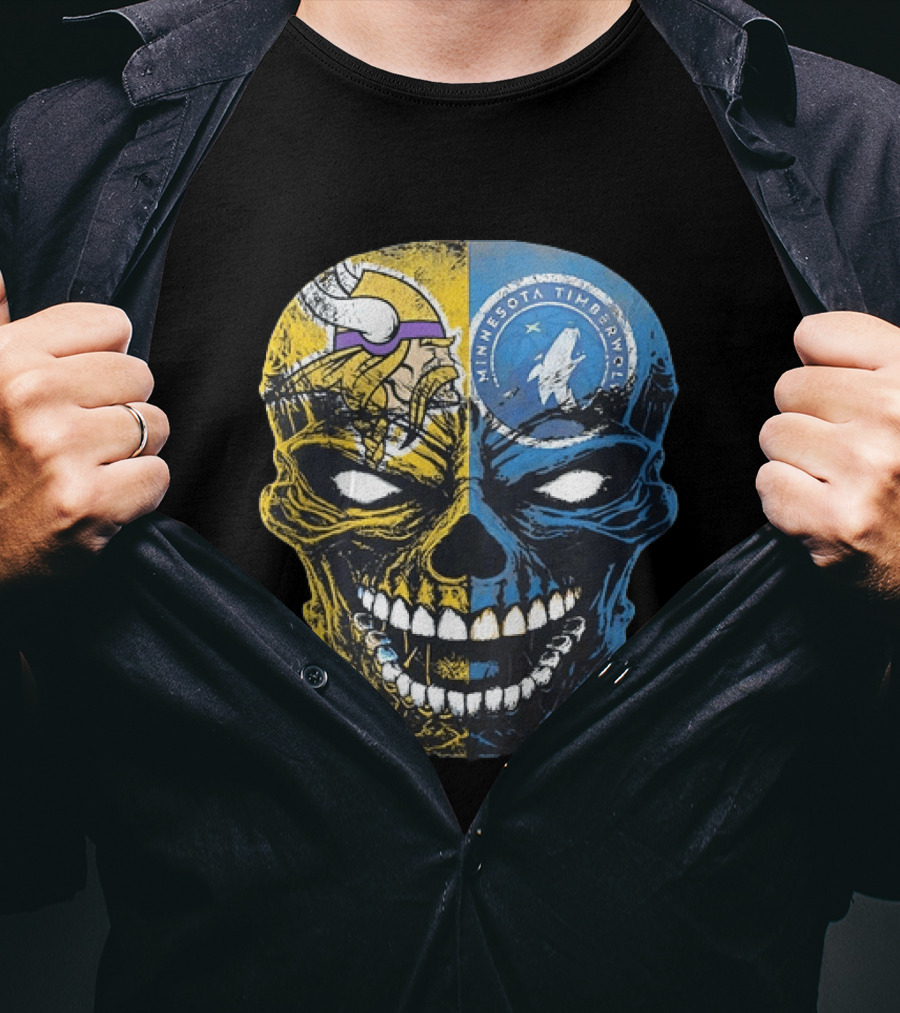 Minnesota Vikings Timberwolves Skull Mashup T-Shirt
