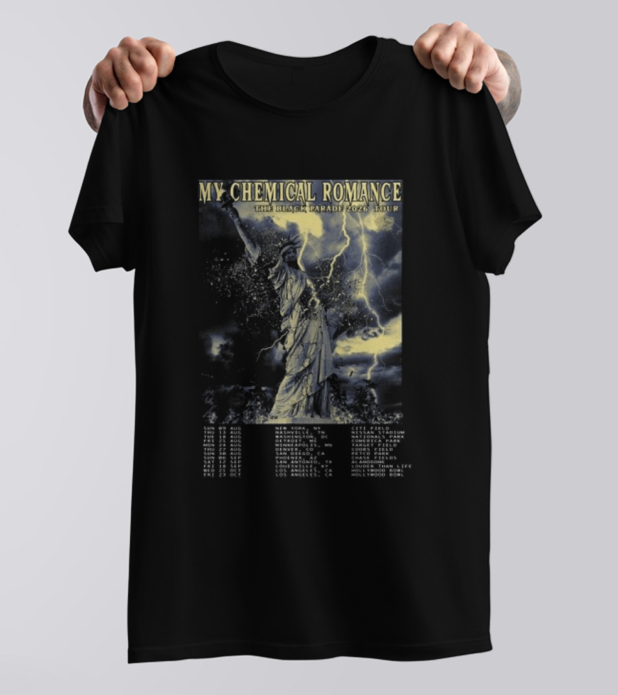 My Chemical Romance The Black Parade 2026 Tour Statue Of Liberty Concert Dates T-Shirt