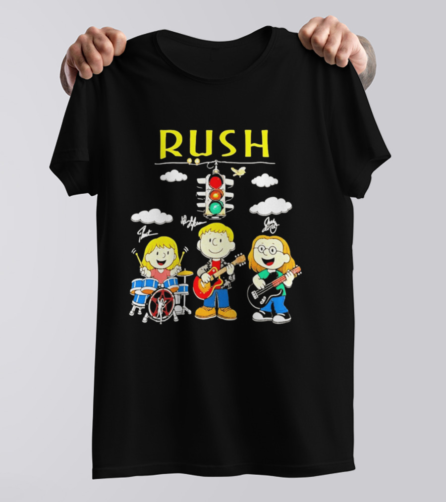 Rush Band Peanuts Parody Neil Peart Cartoon Traffic Light T-Shirt