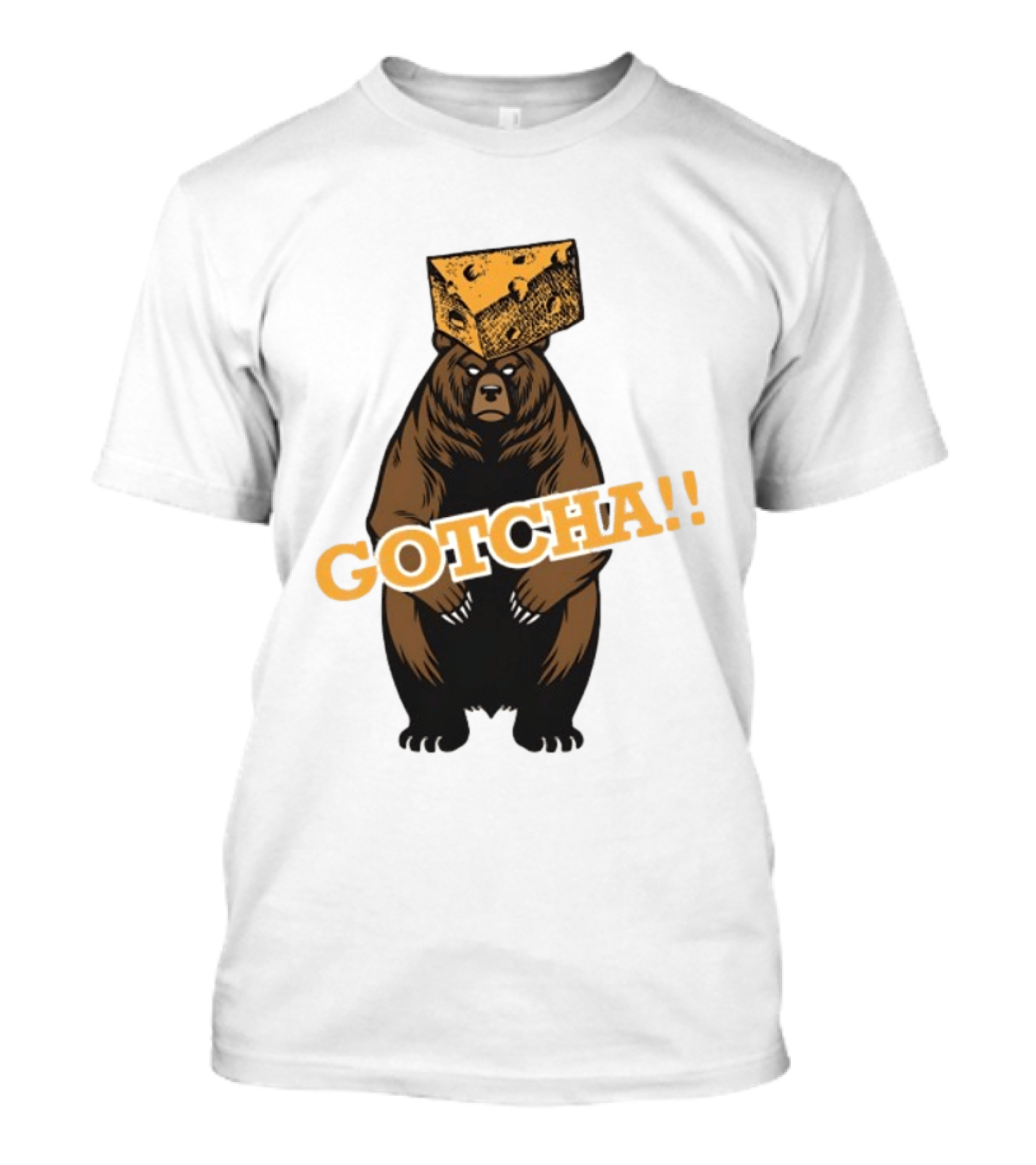 Bear Cheese Head Gotcha Green Bay Packers Fan T-Shirt