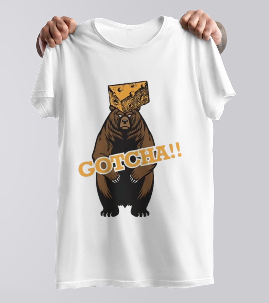 Bear Cheese Head Gotcha Green Bay Packers Fan T-Shirt