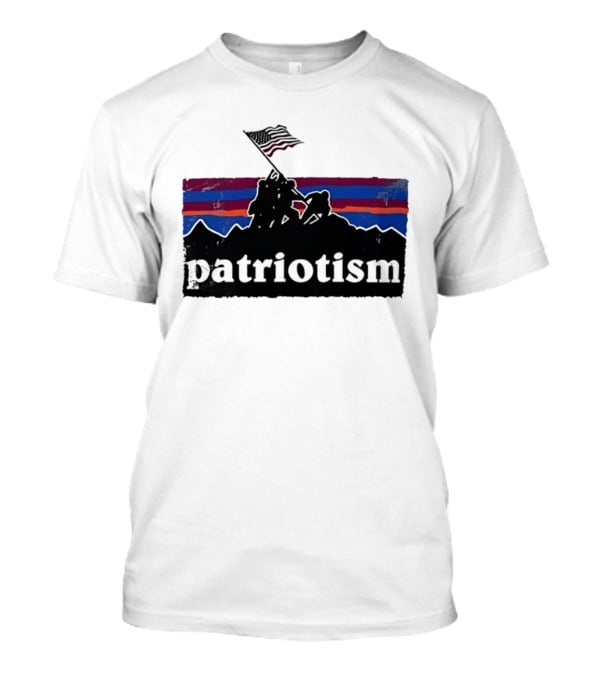 Patriotism Distressed Iwo Jima Flag Raising Retro Stripes T-Shirt