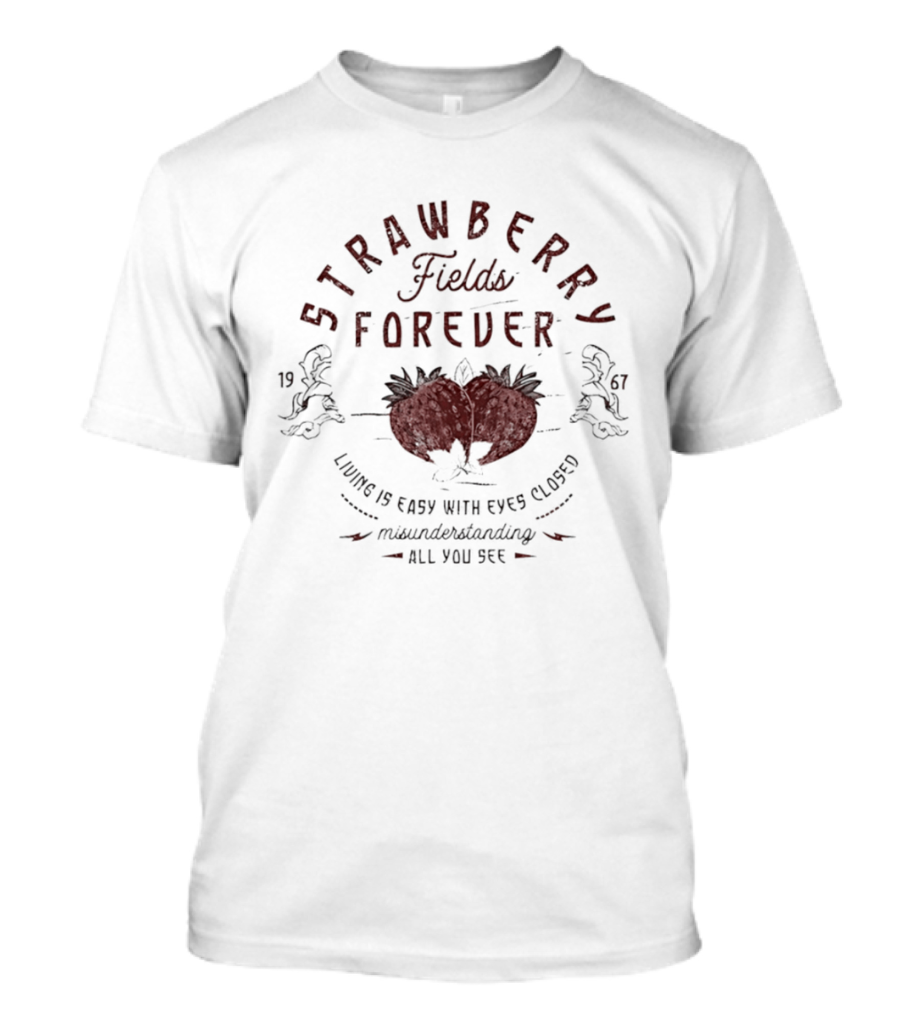 Strawberry Fields Forever 1967 Distressed Vintage Look T-Shirt
