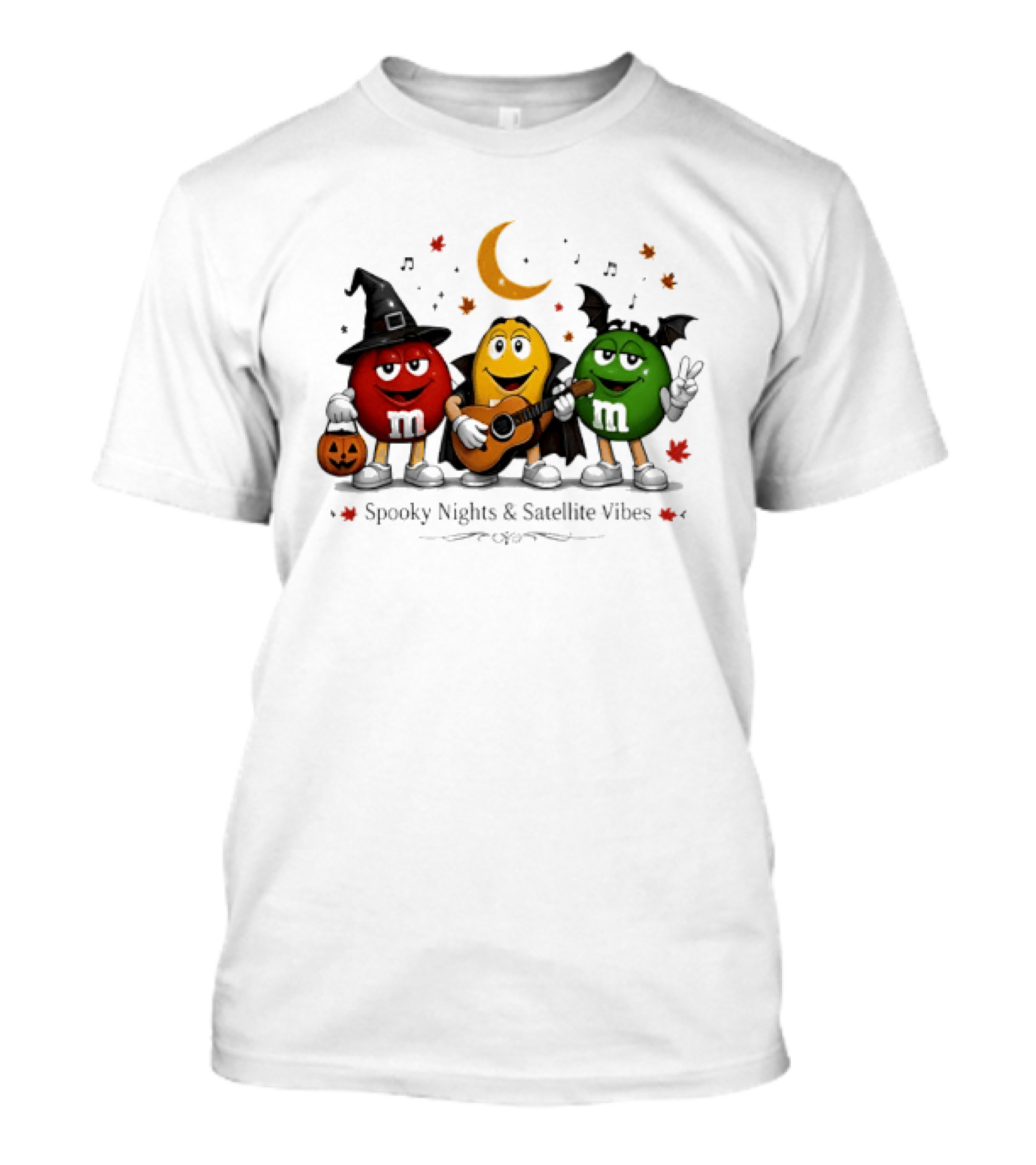 M&M's Spooky Nights & Satellite Vibes Halloween Pumpkin Witch Guitar Bat Moon T-Shirt