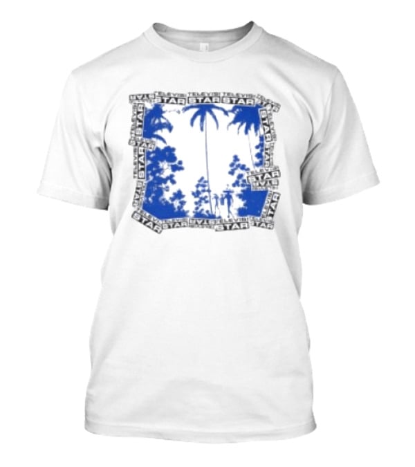 Televisi Star Catalog Store Paradise Blue White Palms T-Shirt