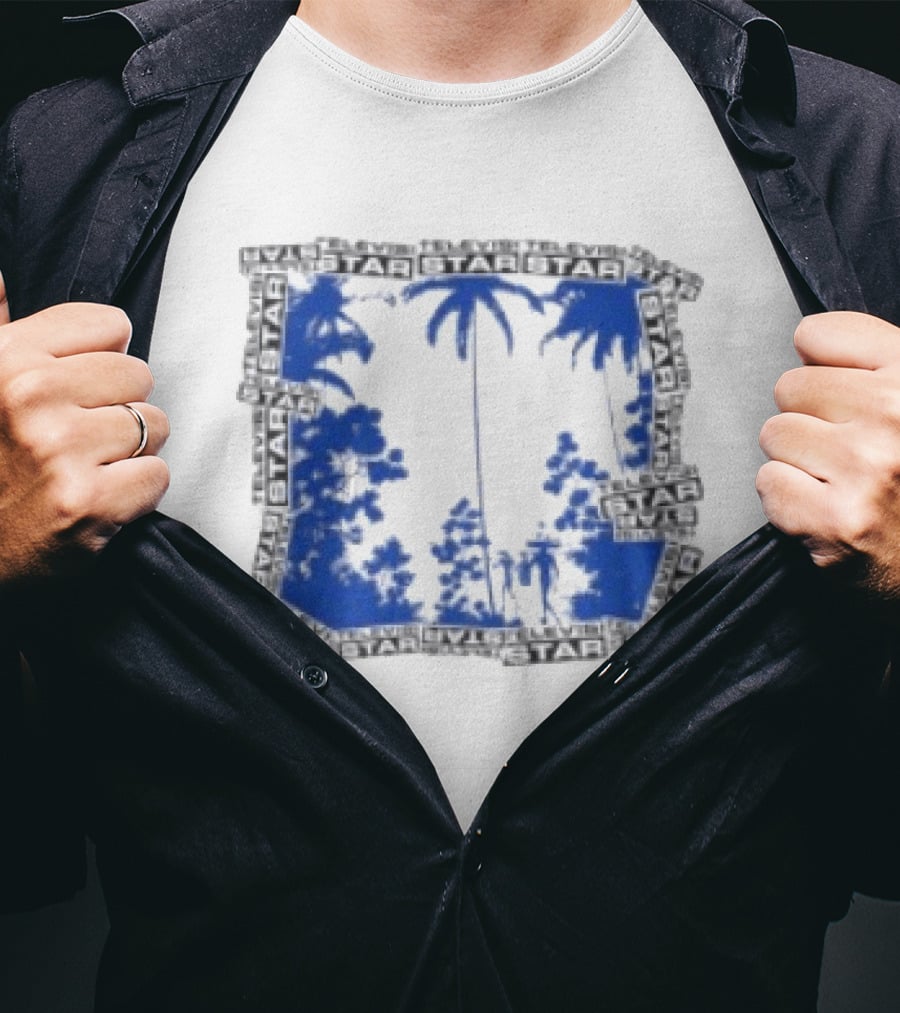 Televisi Star Catalog Store Paradise Blue White Palms T-Shirt